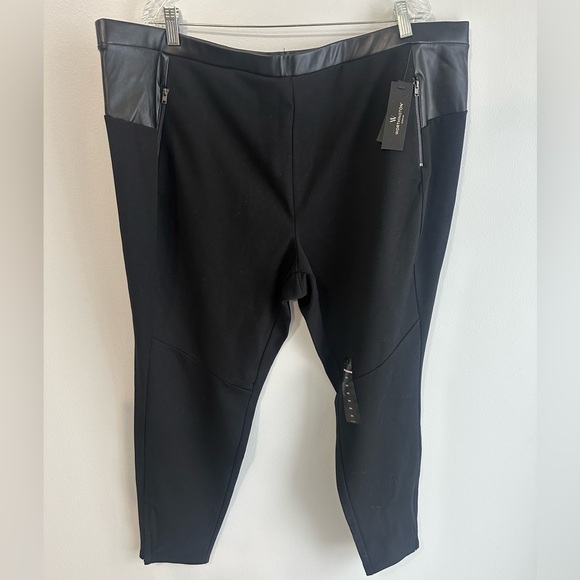 Worthington Pants - Worthington Black Leggings with Faux Leather Detail size 3x New with Tags